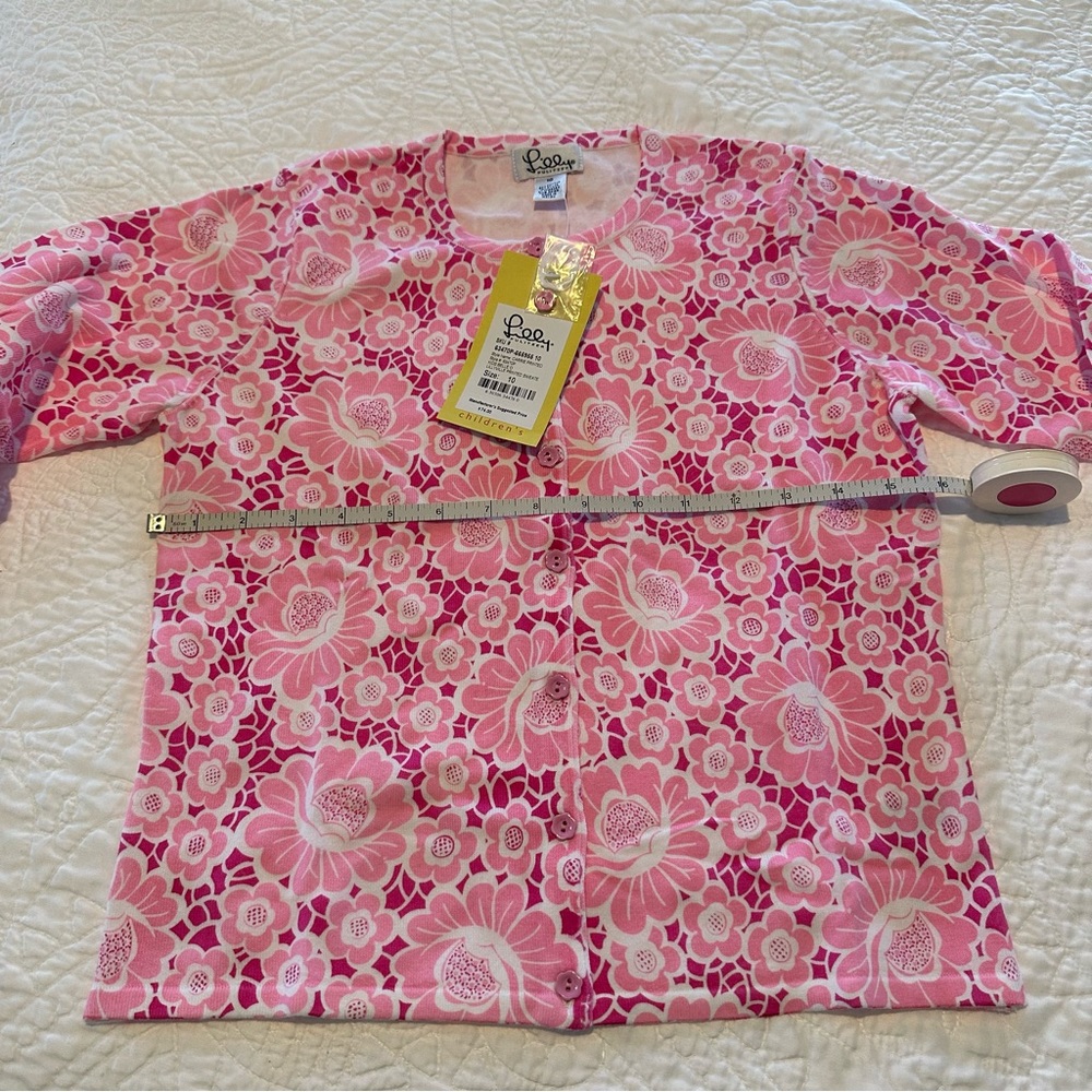Lilly Pulitzer pink and white Carrie printed cardigan NWT Vintage - Picture 3 of 6